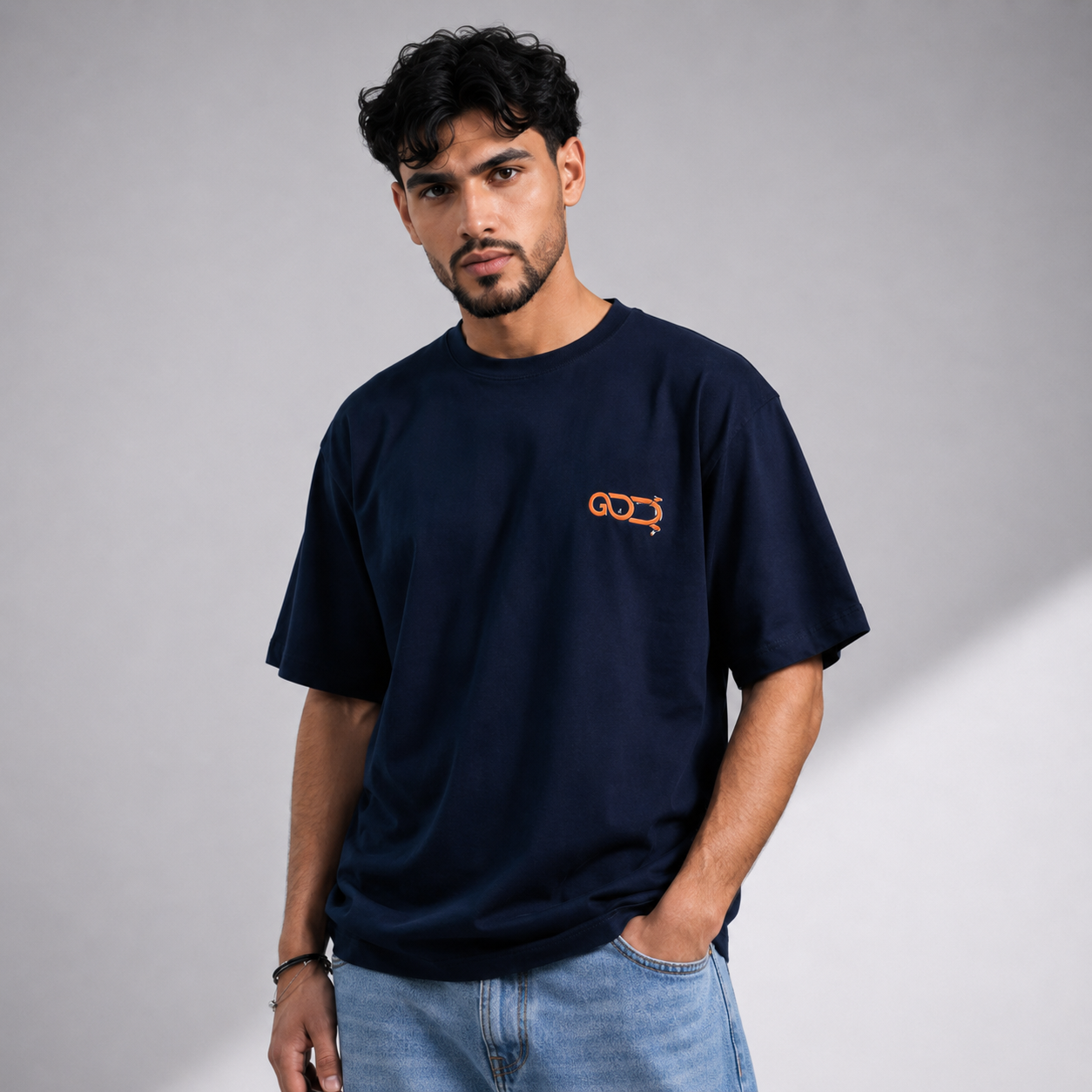 navy blue Over Size T-shirt