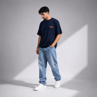 navy blue Over Size T-shirt